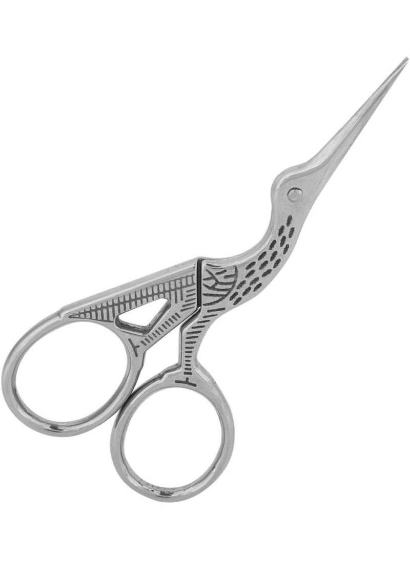 Naroote Naroote Crane Tailor Scissors, Crane Scissors, Lovely and Attractive to Use Small Things Silk Wadding Manicure Hair for Cutting Eyebrow Nose(Large Silver) 