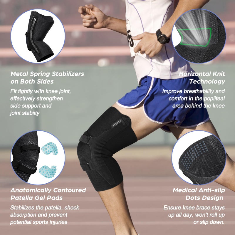 NEENCA Knee Brace for Knee Pain, Compression Knee Support with Patella Tendon Strap & Gel Pads, Side Stabilizers. Knee Sleeve for Meniscus Tear, ACL, PCL, Arthritis, Joint Pain Relief, Runner, Workout - Image 5