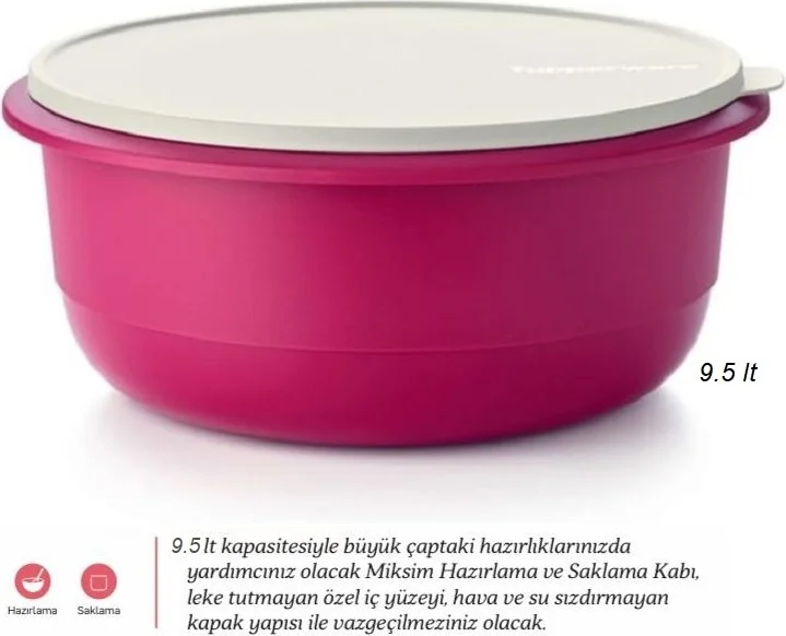 Tupperware Miksim 9.5 Lt Preparation Storage Container Fuchsia Hsgl