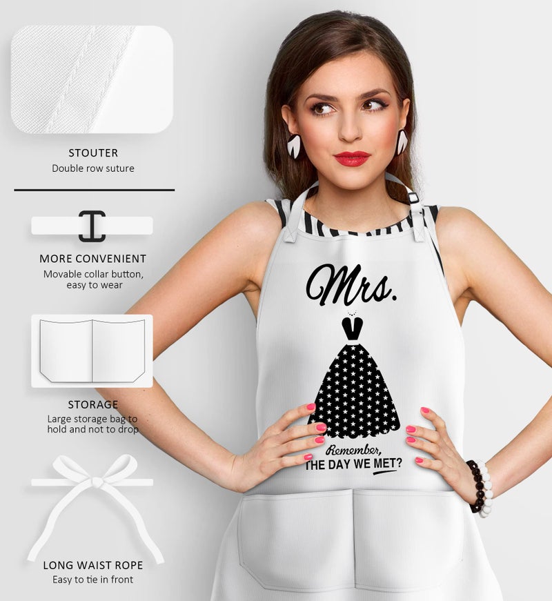 CITTA Mr and Mrs Aprons for Couples Gifts - Anniversary, Bridal Shower, Wedding, Engagement gifts for Couples, Christmas Gifts for Couple, His and Her Gifts, 8 Pack Kitchen Cooking Apron Gift Set - Image 4