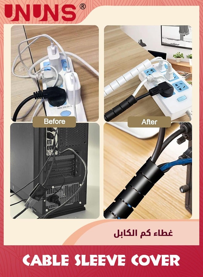 UNUNS Cable Management Sleeve Cover,Tube Desk Cord Organizer,5M Cover Wrap Easy To Install Messy Wire Solution For TV Office Computer,Pet Chew And Bite Proof Cable Protector  - Image 5