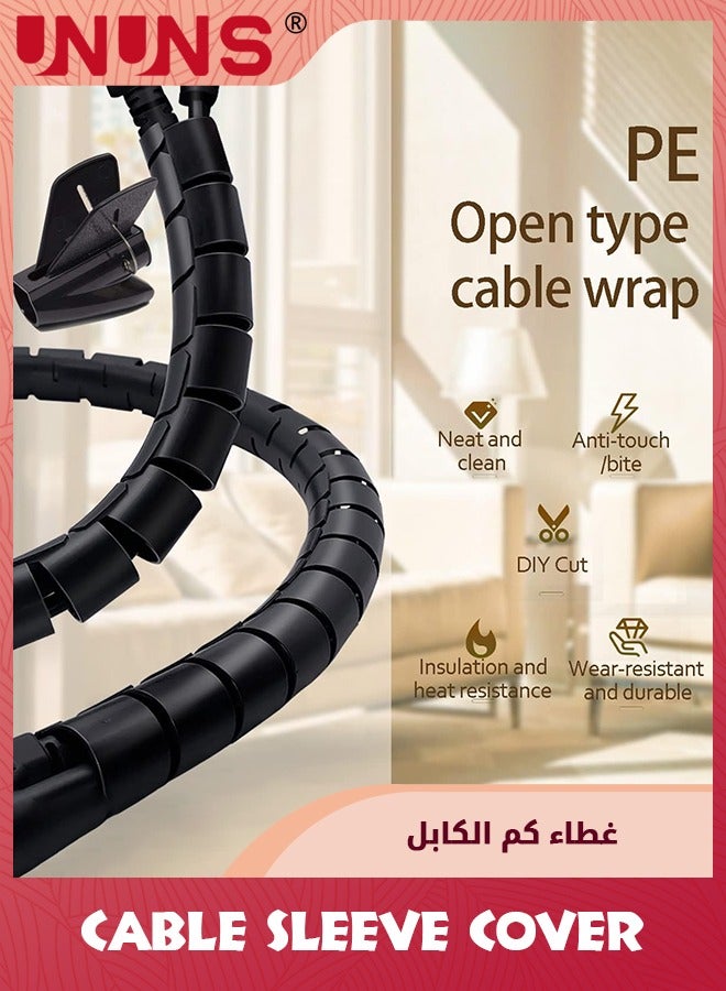 UNUNS Cable Management Sleeve Cover,Tube Desk Cord Organizer,5M Cover Wrap Easy To Install Messy Wire Solution For TV Office Computer,Pet Chew And Bite Proof Cable Protector  - Image 4