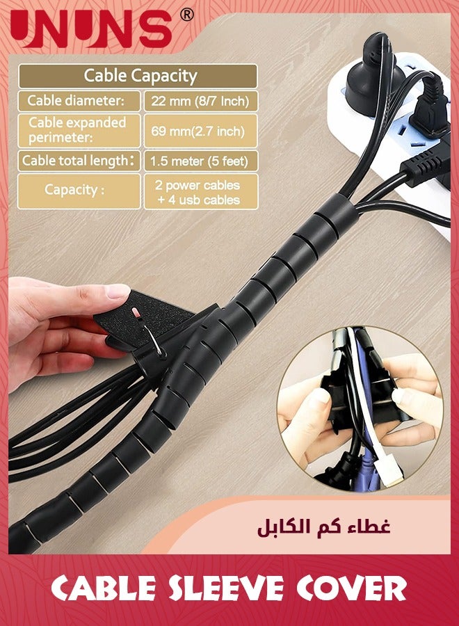 UNUNS Cable Management Sleeve Cover,Tube Desk Cord Organizer,5M Cover Wrap Easy To Install Messy Wire Solution For TV Office Computer,Pet Chew And Bite Proof Cable Protector  - Image 2