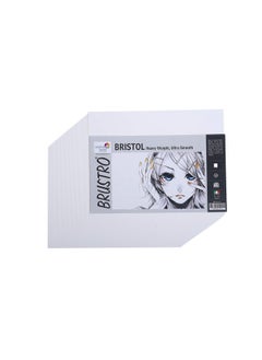 BRUSTRO Brustro Artists Small Bristol Paper | 250 GSM, 50 Sheets, Size (Small) |10X14 cm| Ideal for Solvent Based Markers, Ink, Airbrush,Pencil & Charcoal, Illustration, Design, Manga  - Image 1