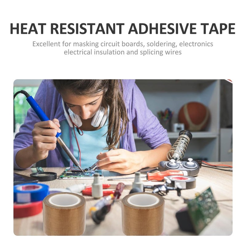 Safigle Brown PTFE Cloth Tape 45mm x 10m Roll Heat Resistant High Temperature For Industrial Electronics - Image 3