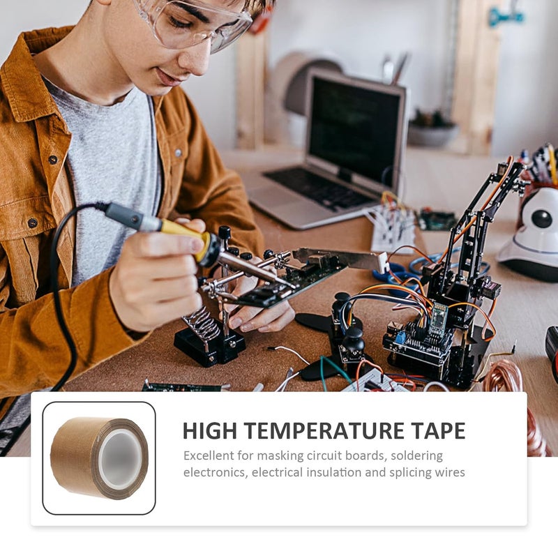 Safigle Brown PTFE Cloth Tape 45mm x 10m Roll Heat Resistant High Temperature For Industrial Electronics - Image 4