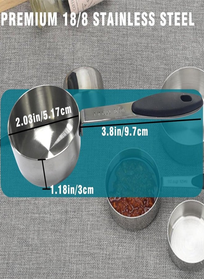 CZXNBI 1/4 Cup Measuring Cups - 2-Pack Stainless Steel 1/4 Cup Scoop with Soft Silicone Handle,60ml / 2oz Metal Measuring Scoops for Coffee, Flour, Baking & Dog Food - Image 5