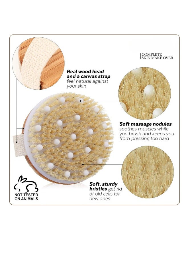 Dry & Bath Body Brush for Cellulite Reduction, Lymphatic Drainage, and Exfoliation