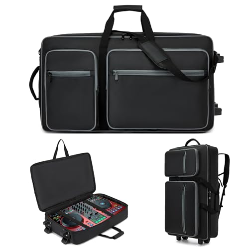 Cxinesbag DJ Case with Wheels Compatible with DDJ FLX10/1000/1000SRT/REV7/REV5/SCLIVE 4,DJ Controller Case for Pioneer DJ Equipment,DJ Controller Bag with Multi-pocket for DJ Accessories,Soft DJ Backpack - Image 1
