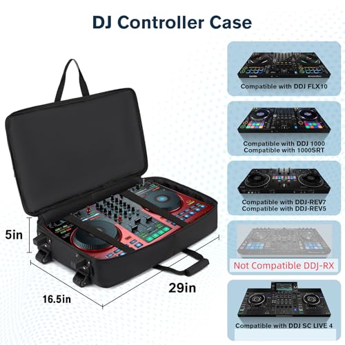 Cxinesbag DJ Case with Wheels Compatible with DDJ FLX10/1000/1000SRT/REV7/REV5/SCLIVE 4,DJ Controller Case for Pioneer DJ Equipment,DJ Controller Bag with Multi-pocket for DJ Accessories,Soft DJ Backpack - Image 2