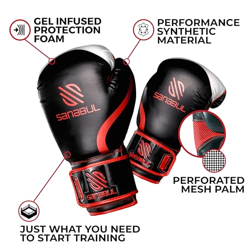 Sanabul Essential Gel Boxing Gloves for Men Women Kickboxing MMA Muay Thai Gloves and Heavy Bag Training Punching Sparring BlackRed 10 oz - Image 3