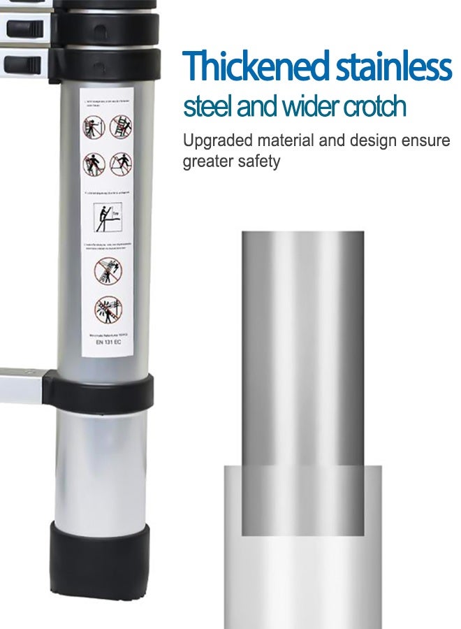 سلم تلسكوبي بطول 2.7 متر - سلم تمديد من الألومنيوم شديد التحمل للمنزل والعمل - سعة 150 كجم - تصميم مدمج قابل للطي - Image 3