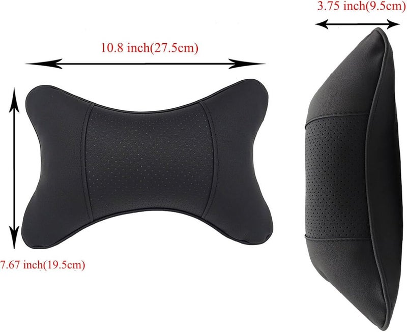 yuhuru Car Neck Pillows Both Side Pu Leather 2pieces Pack Headrest Fit for Most Cars Filled Fiber Universal Heatrests Pillow for Home and Office Chair (Black) - Image 5