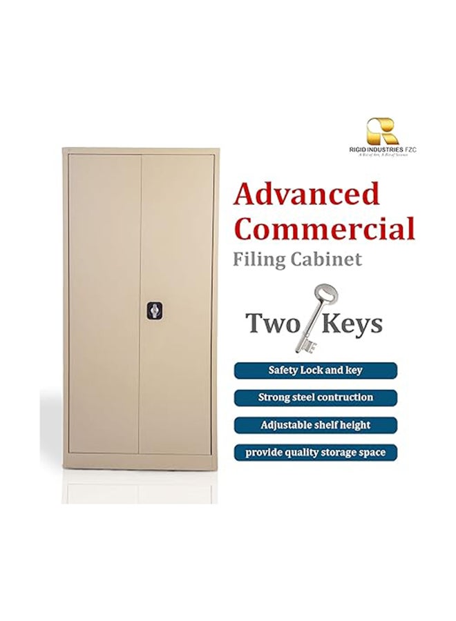 RIGID Steel Office Cupboard, Steel Filing Cupboard,Cabinet with Shelves Storage Compartment,Flush Key lock (Beige) - Image 3