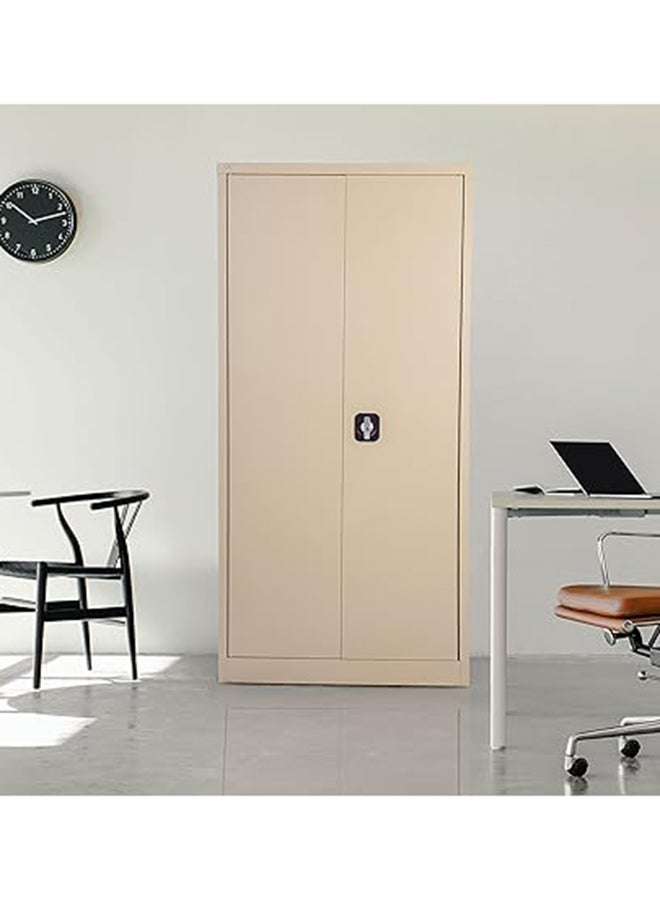 RIGID Steel Office Cupboard, Steel Filing Cupboard,Cabinet with Shelves Storage Compartment,Flush Key lock (Beige) - Image 1