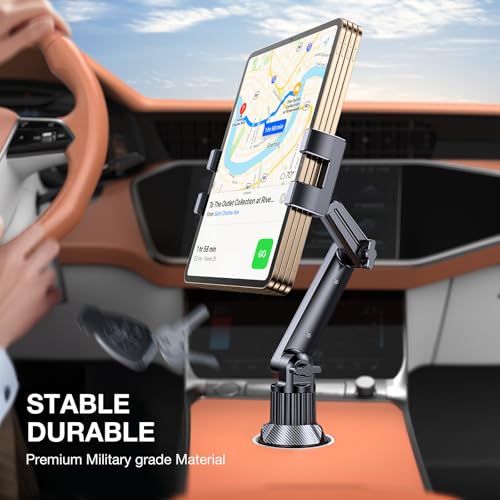Coolpow Cup Holder Tablet Holder for Car【15" Height Adjustable】 Car Cup Holder ipad Car Mount for Truck Stand Car Tablet Holder Multi Angle Car Mount for All 4.7"-13" Apple iPad Samsung Galaxy Tab - Image 2