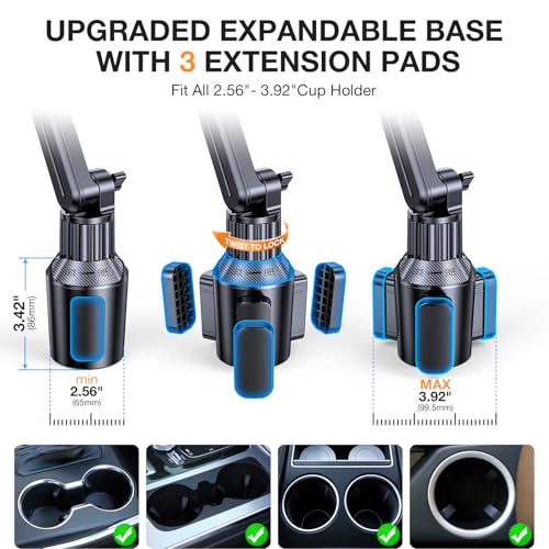 Coolpow Cup Holder Tablet Holder for Car【15" Height Adjustable】 Car Cup Holder ipad Car Mount for Truck Stand Car Tablet Holder Multi Angle Car Mount for All 4.7"-13" Apple iPad Samsung Galaxy Tab - Image 4