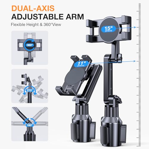 Coolpow Cup Holder Tablet Holder for Car【15" Height Adjustable】 Car Cup Holder ipad Car Mount for Truck Stand Car Tablet Holder Multi Angle Car Mount for All 4.7"-13" Apple iPad Samsung Galaxy Tab - Image 5
