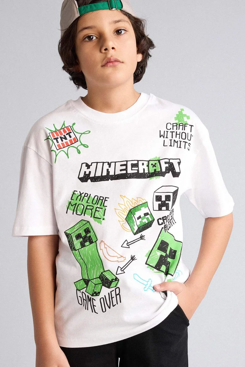 DeFacto Oversize Fit Minecraft Licensed Short Sleeve T-Shirt