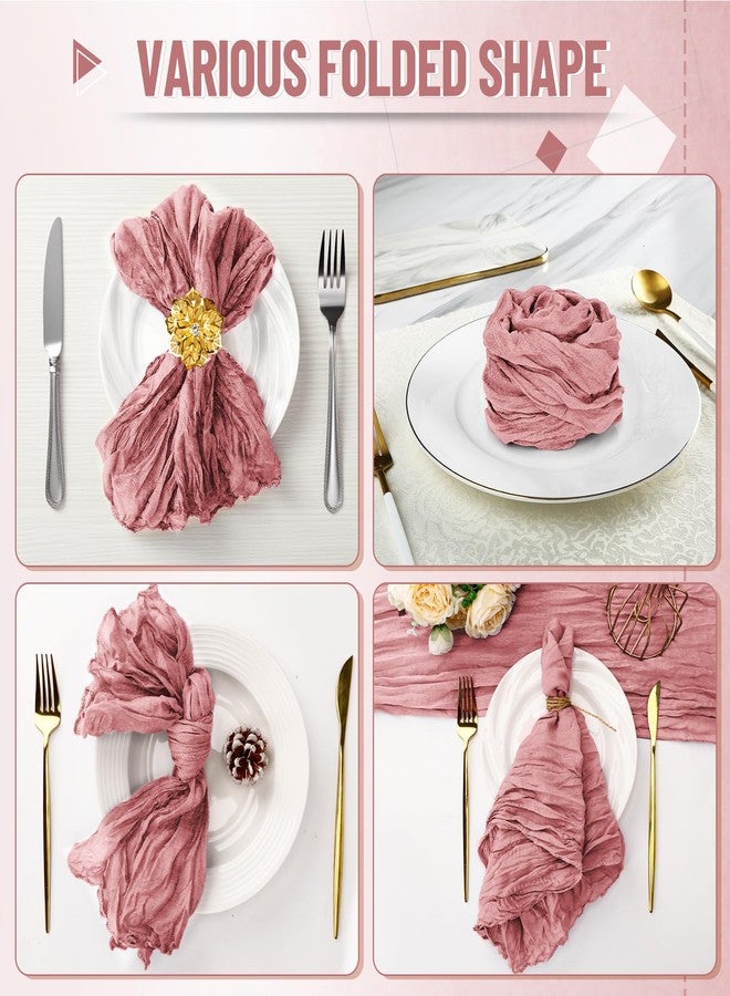 Cupuamon 25 Pack Cheesecloth Napkins 20x20 Inch Dinner Table Napkins Boho Washable Rustic Gauze Napkins Bulk for Wedding Bridal Baby Shower Party Decor (Dusty Pink) - Image 4