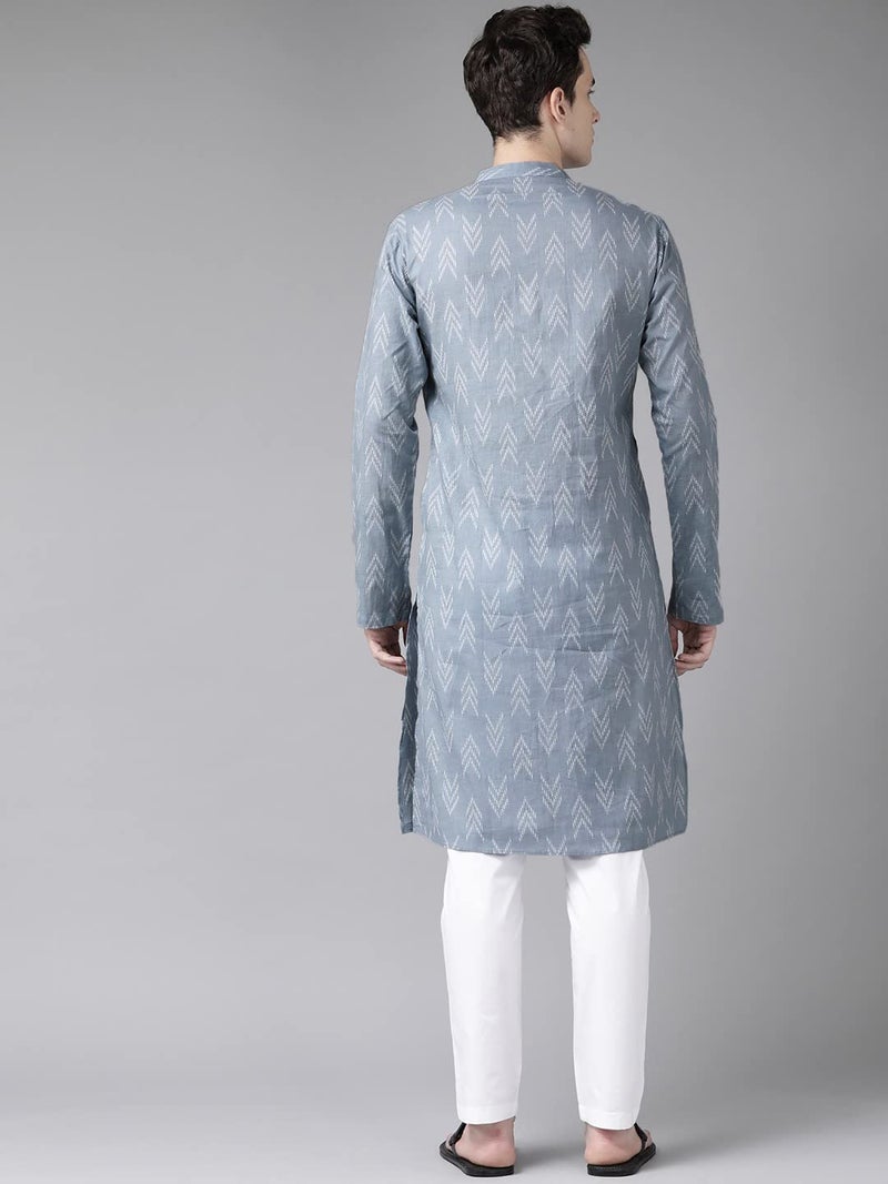 See Designs Mens Kurta - Specially Crafted and Designed for The Eid Festival | See Designs Grey Color Cotton Regular Mens Kurta Mandarin Collar Long Sleeves - SDKT991XS - Image 4