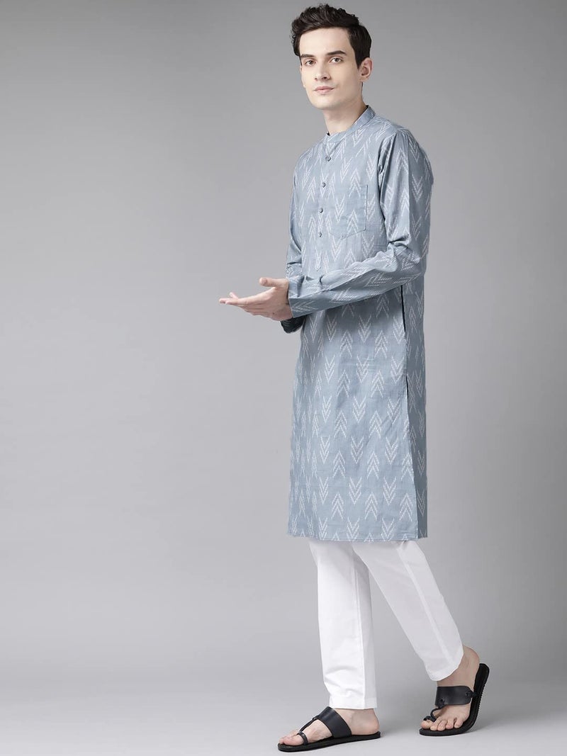 See Designs Mens Kurta - Specially Crafted and Designed for The Eid Festival | See Designs Grey Color Cotton Regular Mens Kurta Mandarin Collar Long Sleeves - SDKT991XS - Image 3