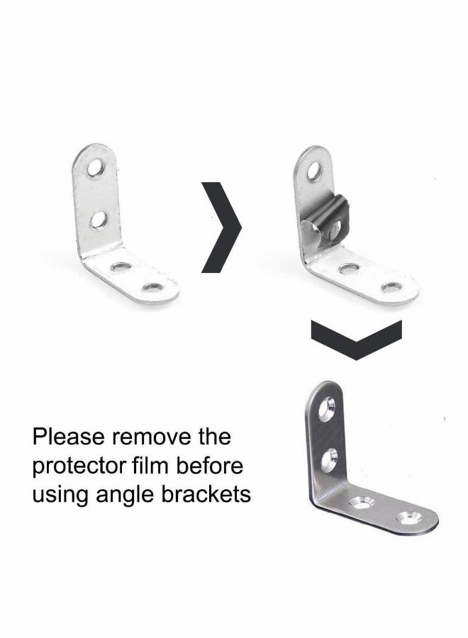 Stainless Steel Corner Braces, 40mmx40mm Heavy Duty Corner Steel Joint Right Angle L Bracket Brace Set with Screws for Shelves Furniture Wood Wall Hanging Fastener 18 Pcs