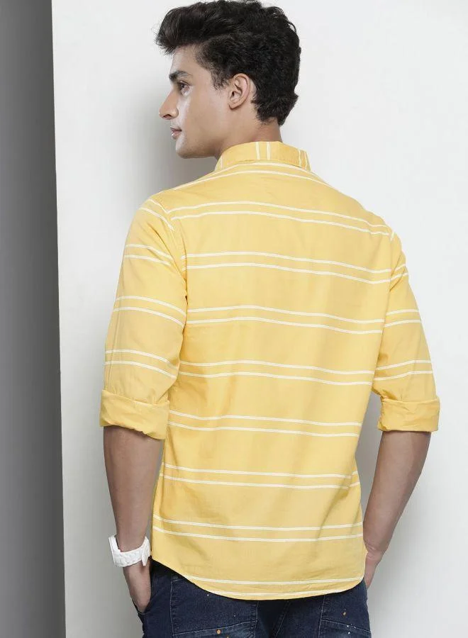 The Indian Garage Co Men Slim Fit Striped Full Sleeves Spread Collar Casual Shirt