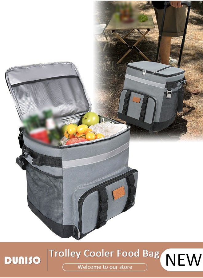 DUNISO Trolley Cooler Food Bag,Portable Cooler Bag Camping Thermal Insulation Storage Organizer Waterproof & Leakproof Keep Hot & Cold 35L Large Capacity with Pull Rod for Outdoor Travel Camping Picnic Hiking Fishing Beach  - Image 1