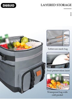 DUNISO Trolley Cooler Food Bag,Portable Cooler Bag Camping Thermal Insulation Storage Organizer Waterproof & Leakproof Keep Hot & Cold 35L Large Capacity with Pull Rod for Outdoor Travel Camping Picnic Hiking Fishing Beach  - Image 5
