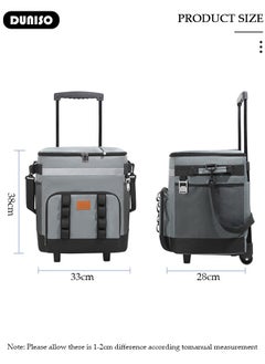 DUNISO Trolley Cooler Food Bag,Portable Cooler Bag Camping Thermal Insulation Storage Organizer Waterproof & Leakproof Keep Hot & Cold 35L Large Capacity with Pull Rod for Outdoor Travel Camping Picnic Hiking Fishing Beach  - Image 2
