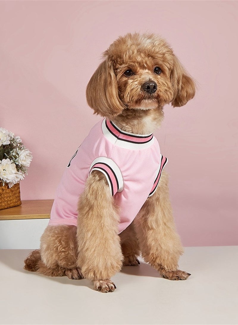 Loquat Squality Summer Thin Breathable Basketball Clothing Small Medium And Large Dog Pet Fund Fur Vest Pink - Image 1