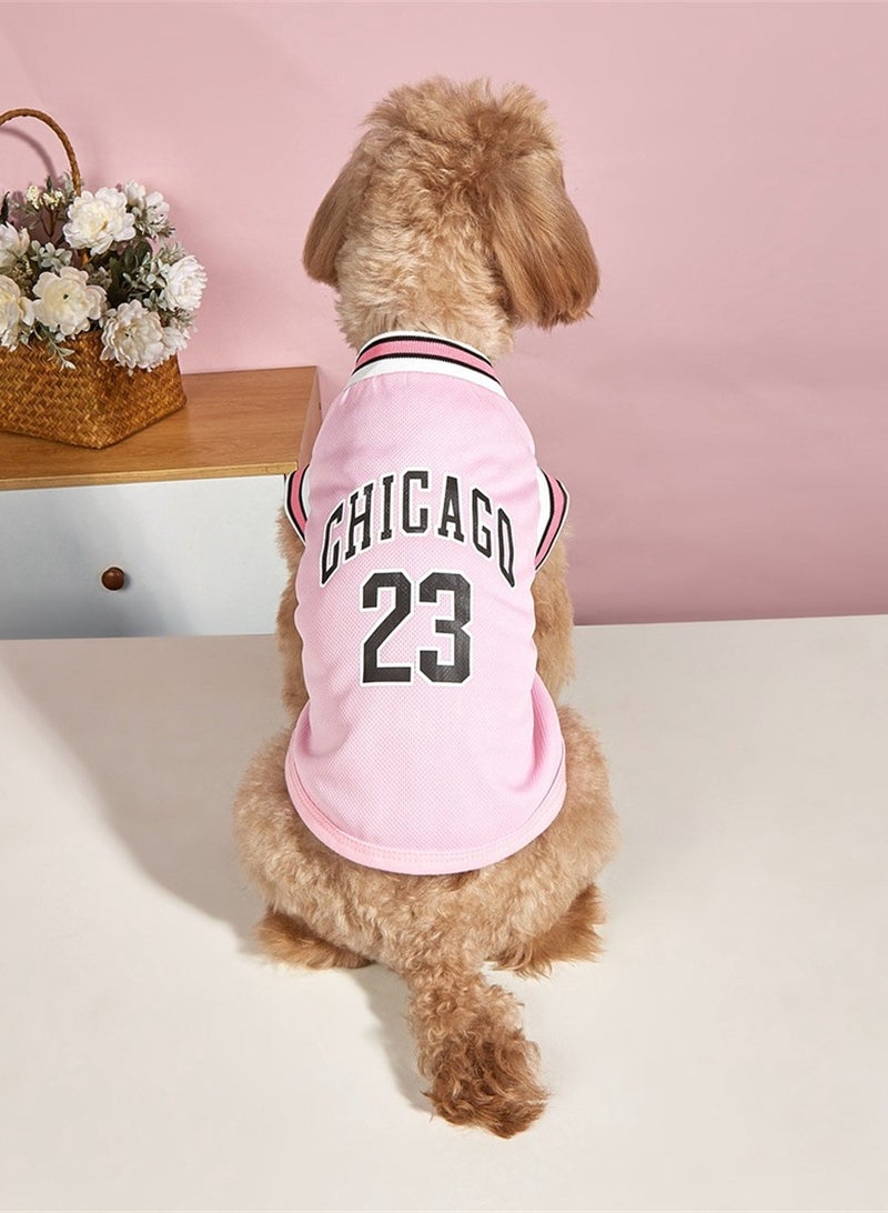 Loquat Squality Summer Thin Breathable Basketball Clothing Small Medium And Large Dog Pet Fund Fur Vest Pink - Image 2