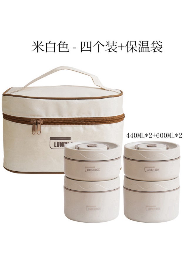 304 Stainless Steel Insulated Lunch Box Sealed Office Worker Student Portable Lunch Box Round Multi-layer Microwave Oven Lunch Box