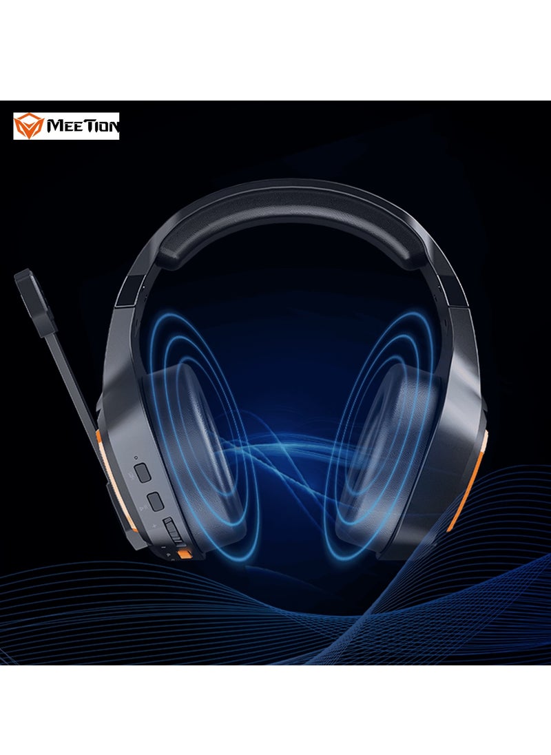 Meetion - MEETION Surround Sound Wireless Gaming Headset BTH014 2.4g/Bluetooth/wired three-mode connection Rotatable noise-cancelling microphone Lightweight soft white leather earmuffs - Image 1