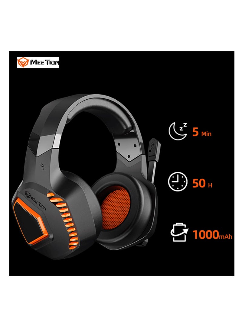 Meetion - MEETION Surround Sound Wireless Gaming Headset BTH014 2.4g/Bluetooth/wired three-mode connection Rotatable noise-cancelling microphone Lightweight soft white leather earmuffs - Image 1