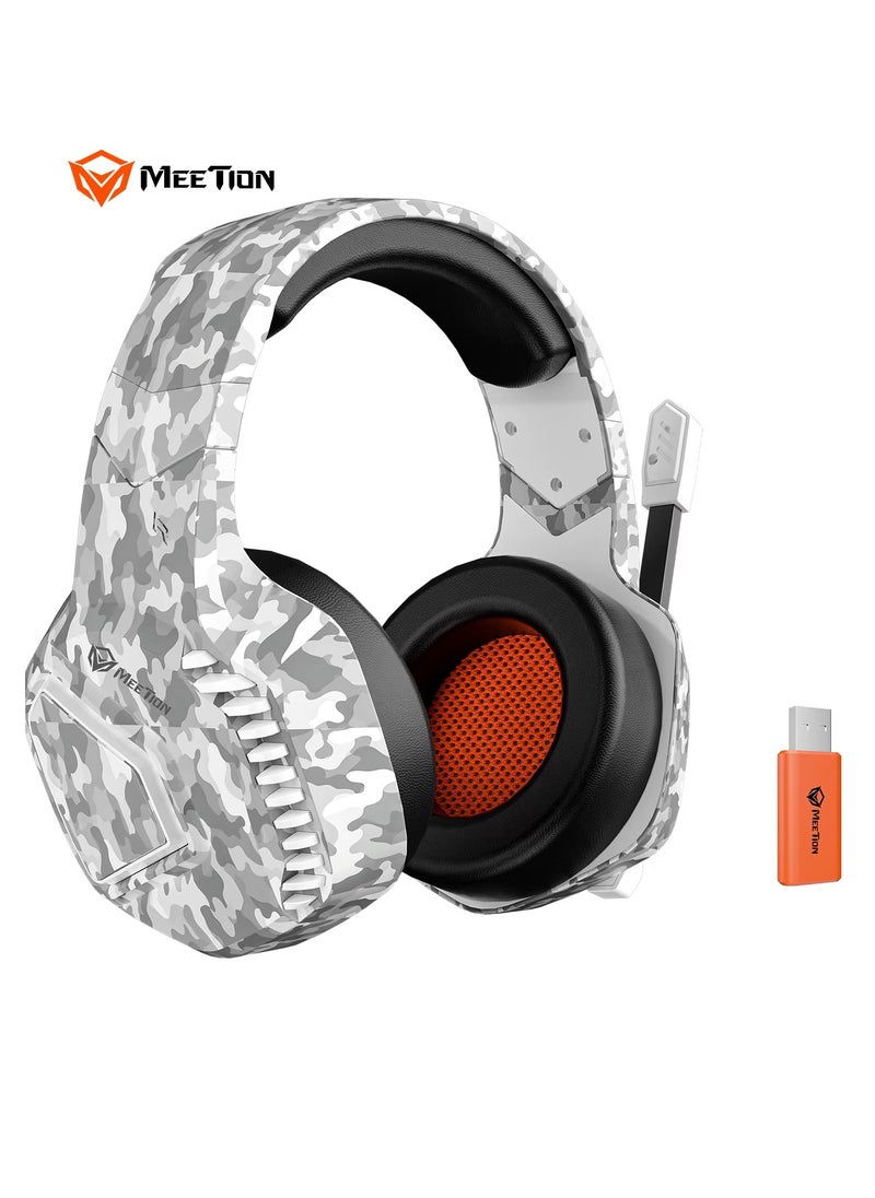Meetion - MEETION Surround Sound Wireless Gaming Headset BTH014 2.4g/Bluetooth/wired three-mode connection Rotatable noise-cancelling microphone Lightweight soft white leather earmuffs - Image 1