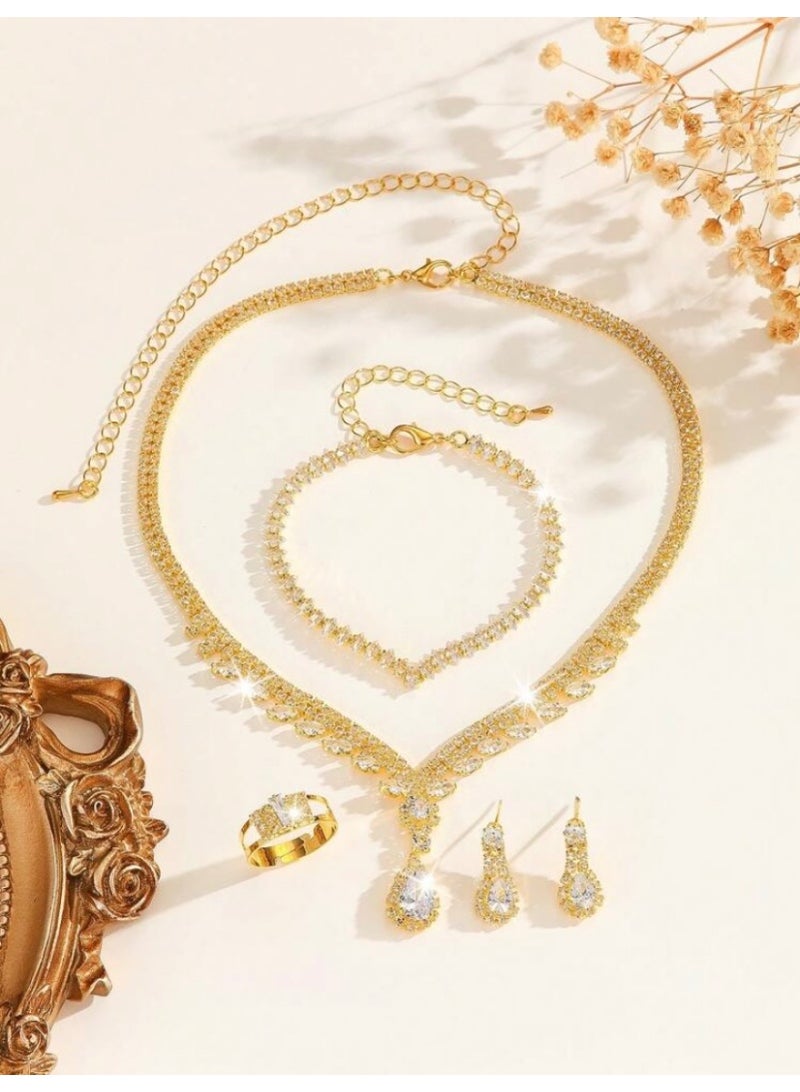 JewelryPalace Amazing Trendy Women's Zirconia Necklace And Earrings And Bracelet And Ring Jewellery Set  - Image 2