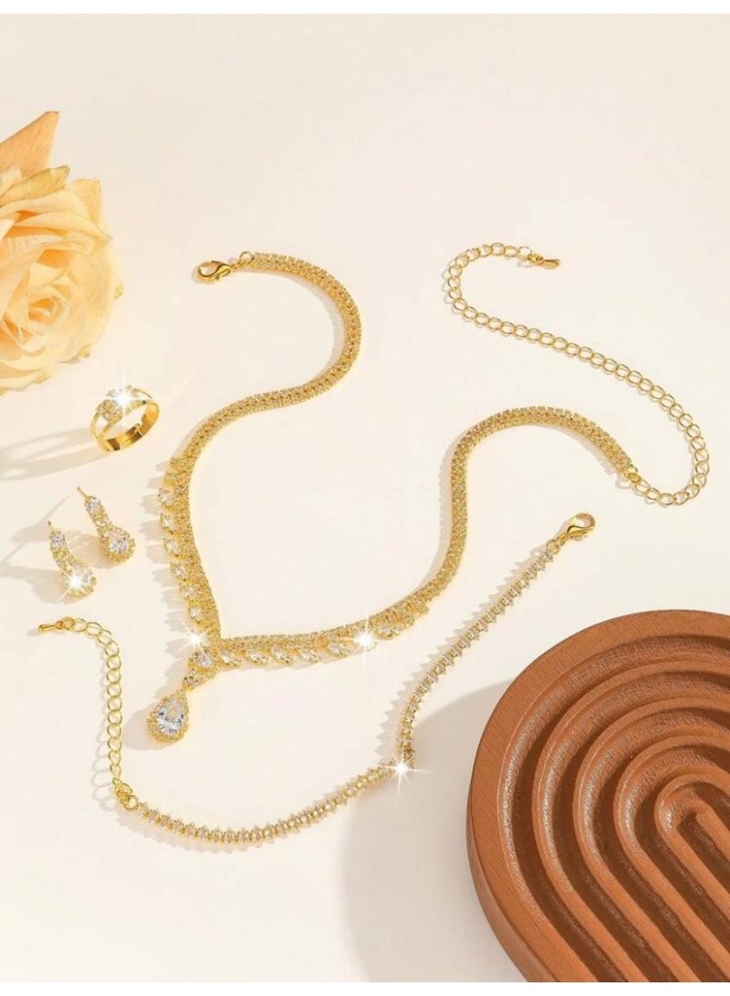 JewelryPalace Amazing Trendy Women's Zirconia Necklace And Earrings And Bracelet And Ring Jewellery Set  - Image 3