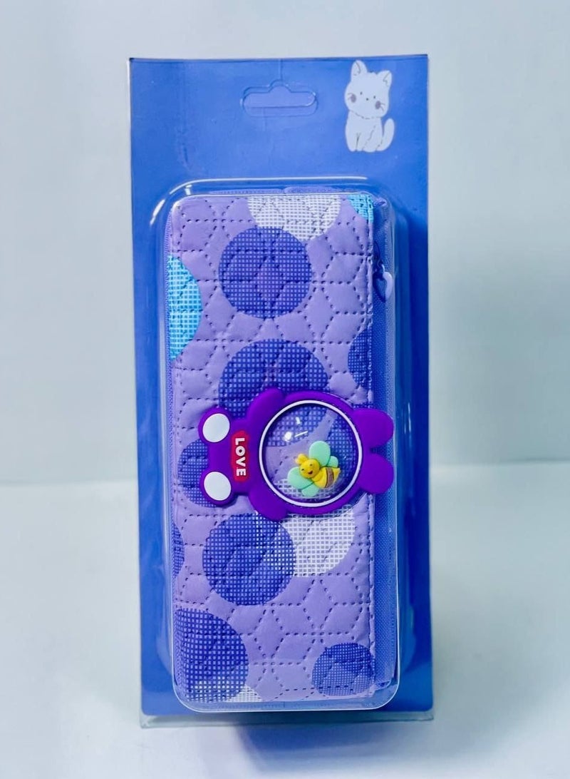 مقلمة الدبدبوب السيليكون الخامة القماش في الجلد 2 سوسته  بالألوان المختلفة - Image 1