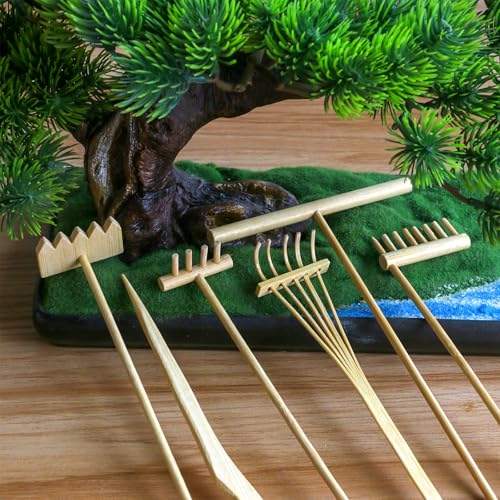 BangBangDa Mini Zen Garden Rake Set 6PCS - Premium Natural Bamboo Sand Rakes with Gift Box - Zen Garden Tools Kit Accessories Japan Zen Gift Stylus for Meditation & Sand Art - Image 4