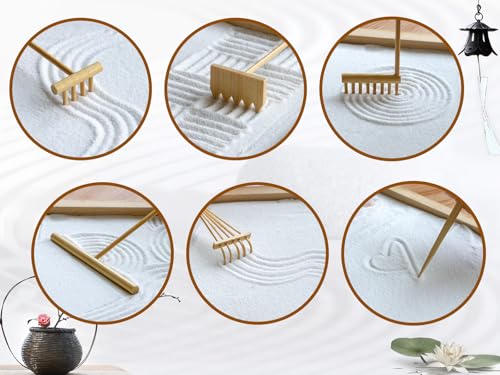 BangBangDa Mini Zen Garden Rake Set 6PCS - Premium Natural Bamboo Sand Rakes with Gift Box - Zen Garden Tools Kit Accessories Japan Zen Gift Stylus for Meditation & Sand Art - Image 2
