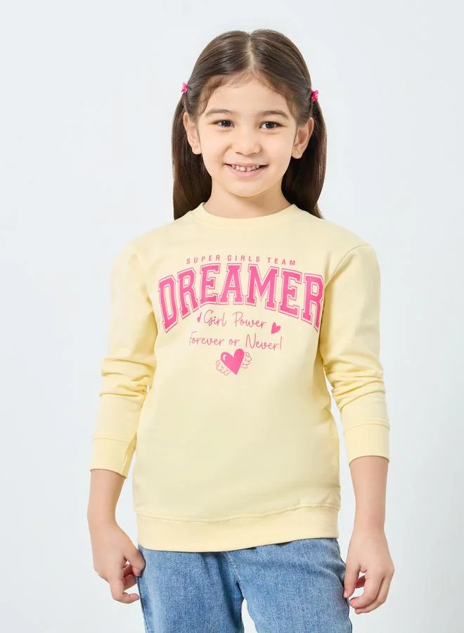 Styli Styli Girls Yellow Dreamer Graphic Sweatshirt
