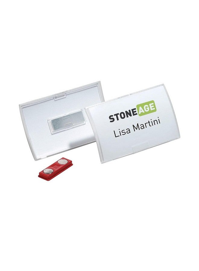 ديورابل حامل شارة اسم محدب قابل للطي، مغناطيس مزدوج، 3 3/4 × 2 1/4، شفاف، 10 قطع - Image 4