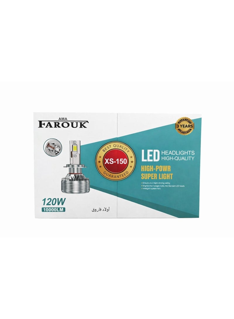 Farouk طقم مصابيح أمامية للسيارة بتقنية LED طراز XS-150 9005، أقصى سطوع 10000 لومن - Image 1