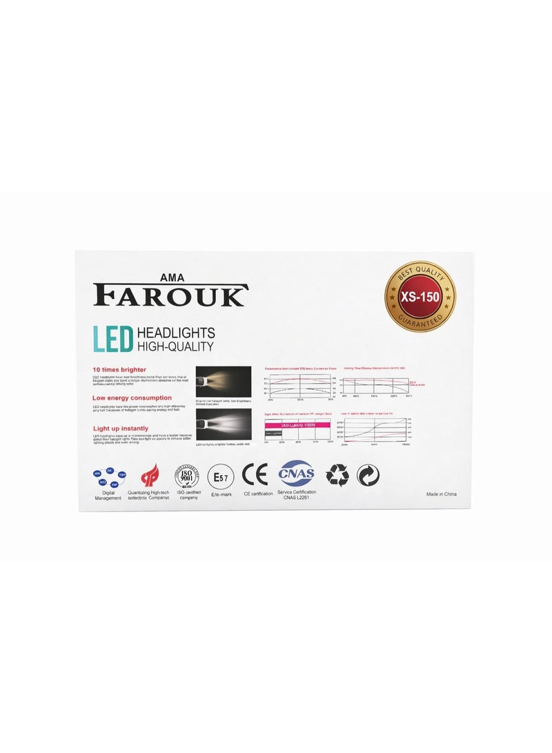 Farouk طقم مصابيح أمامية للسيارة بتقنية LED طراز XS-150 9005، أقصى سطوع 10000 لومن - Image 2