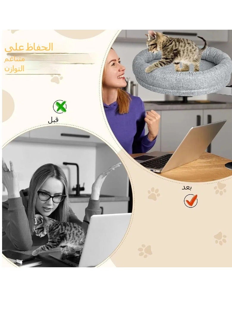 general The desktop rotating heating cat nest flannel fabric is warm and soft, removable and washable, and the height can be adjusted. - Image 2