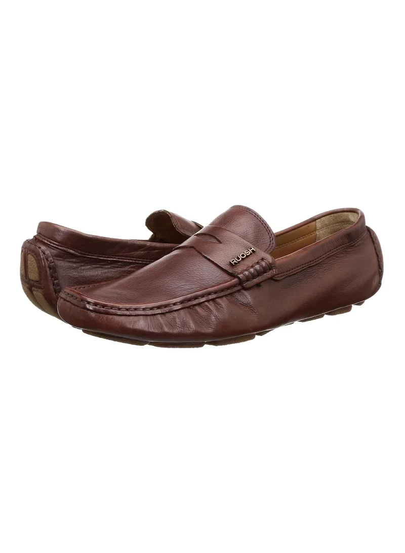 RUOSH Mens Innovative Dual Tone Loafer Slip on Driving Comfort Leather Work Office Formal Occasion Party Casual Wear Italian Design Anti Skid Padded Insole Fashion Premium Shoes