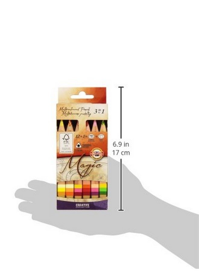 كوه-آي-نور قلم رصاص ملون مثلث الشكل من كوه-آي-نور ماجيك جامبو (عبوة من 12 قلمًا + قلم واحد) - Image 2