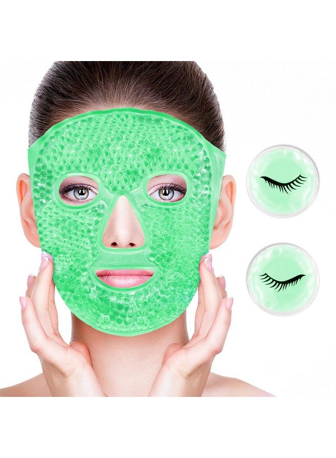 SONEEV MART Hot and Cold Therapy Gel Bead Full Facial Mask by JINEESO | Ice Face Mask for Migraine Headache, Stress Relief | Reduces Eye Puffiness, Dark Circles | Fabric Back | Freezable, Microwaveable - Image 1